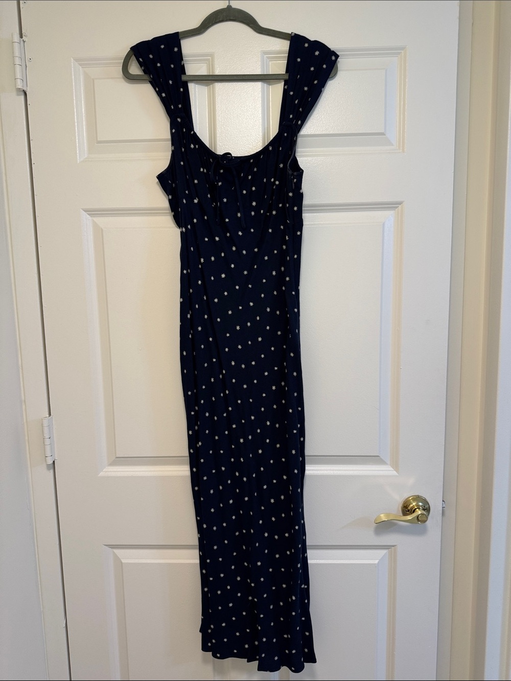 Madewell Navy Maxi Dress with White Dot Print